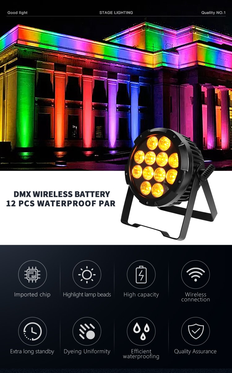 WATERPROOF WIRELESS BATTERY DMX LED PAR LIGHT D37-3