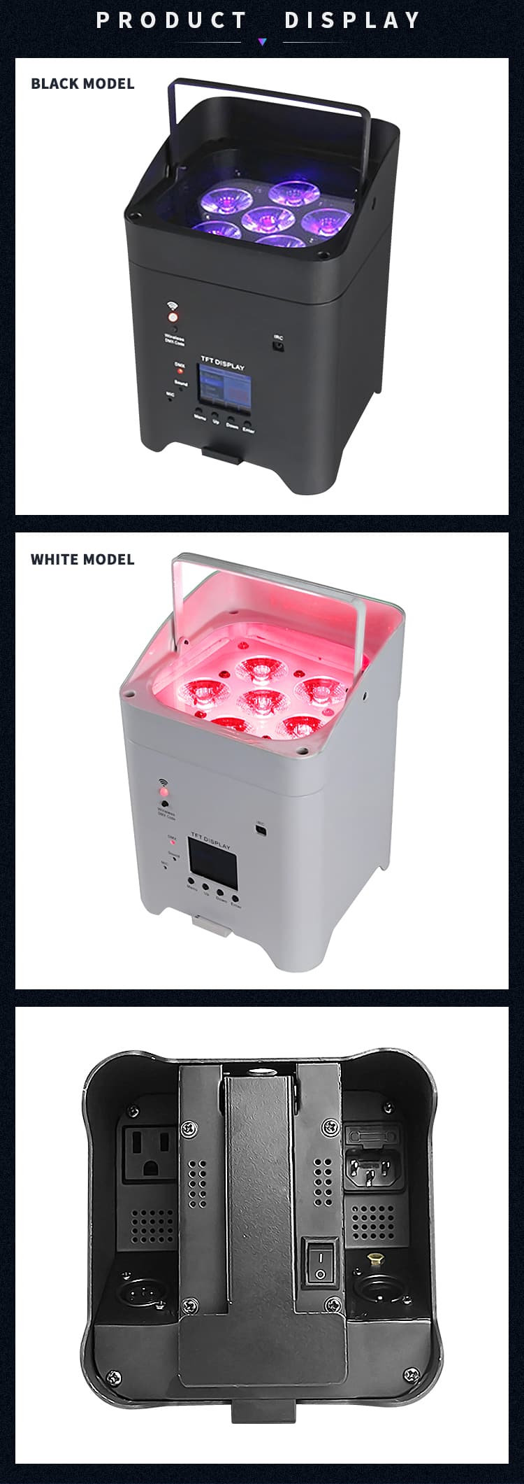 WIRELESS BATTERY DMX LED PAR UP LIGHT 4/6*18W Eternal Lighting cube Echo