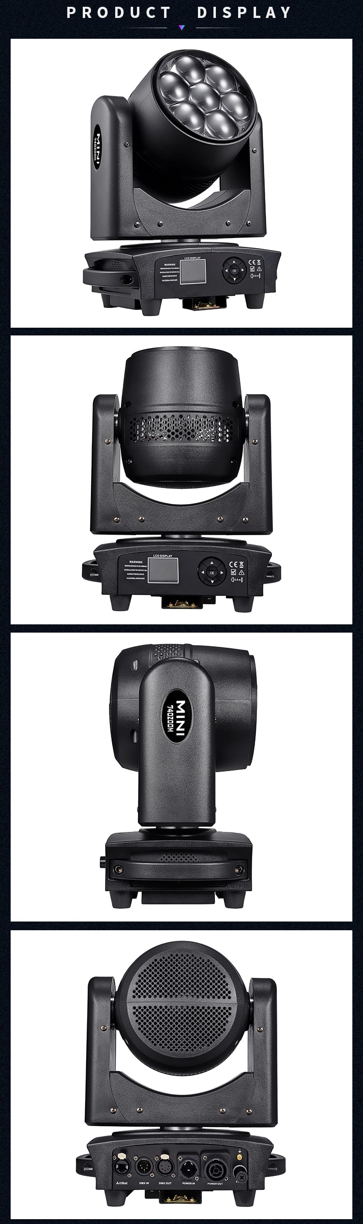 7PCS*40W MINI LED ZOOM WASH MOVING HEAD LIGHT