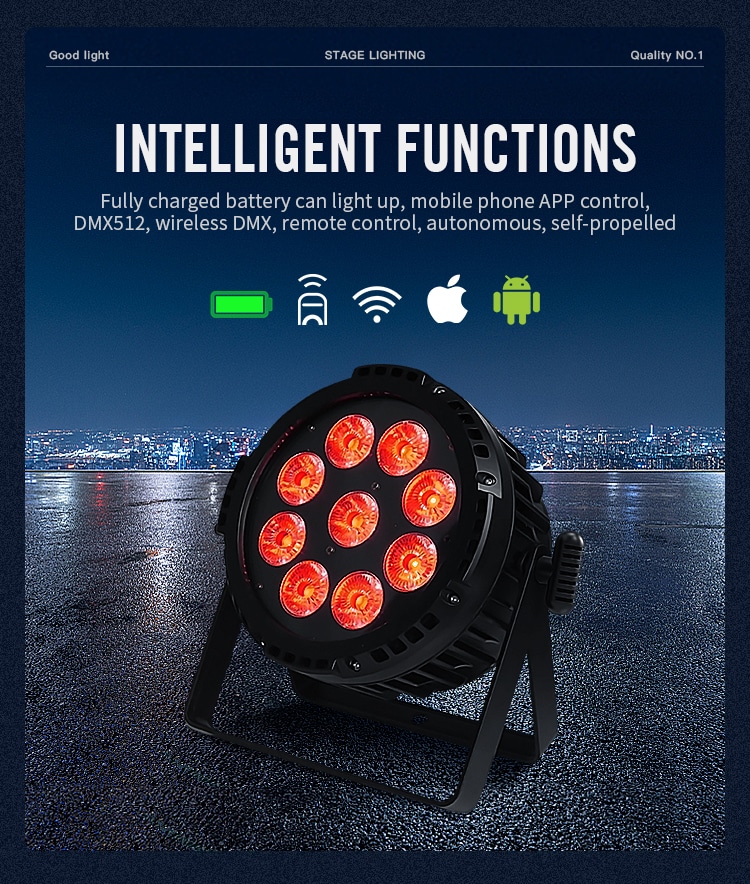 WATERPROOF WIRELESS BATTERY DMX LED PAR LIGHT D37-2