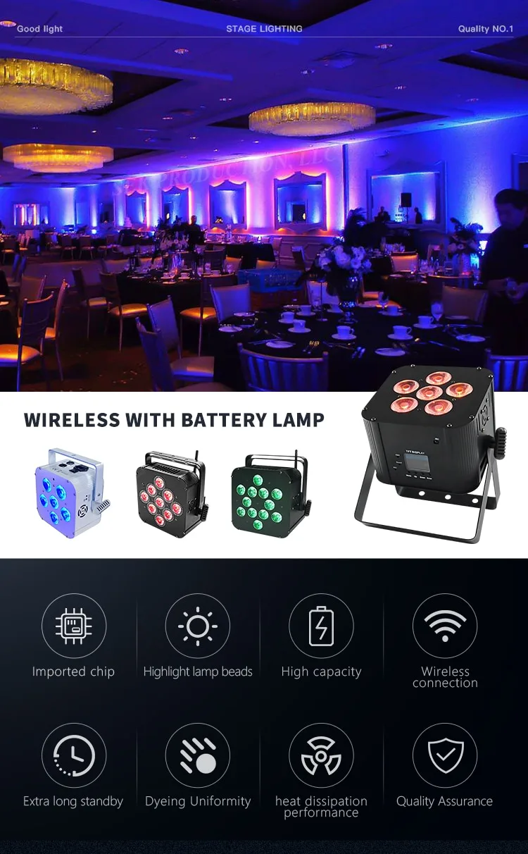 WIRELESS BATTERY DMX LED PAR UP LIGHT 6/9/12*18W Eternal Lighting cube Echo