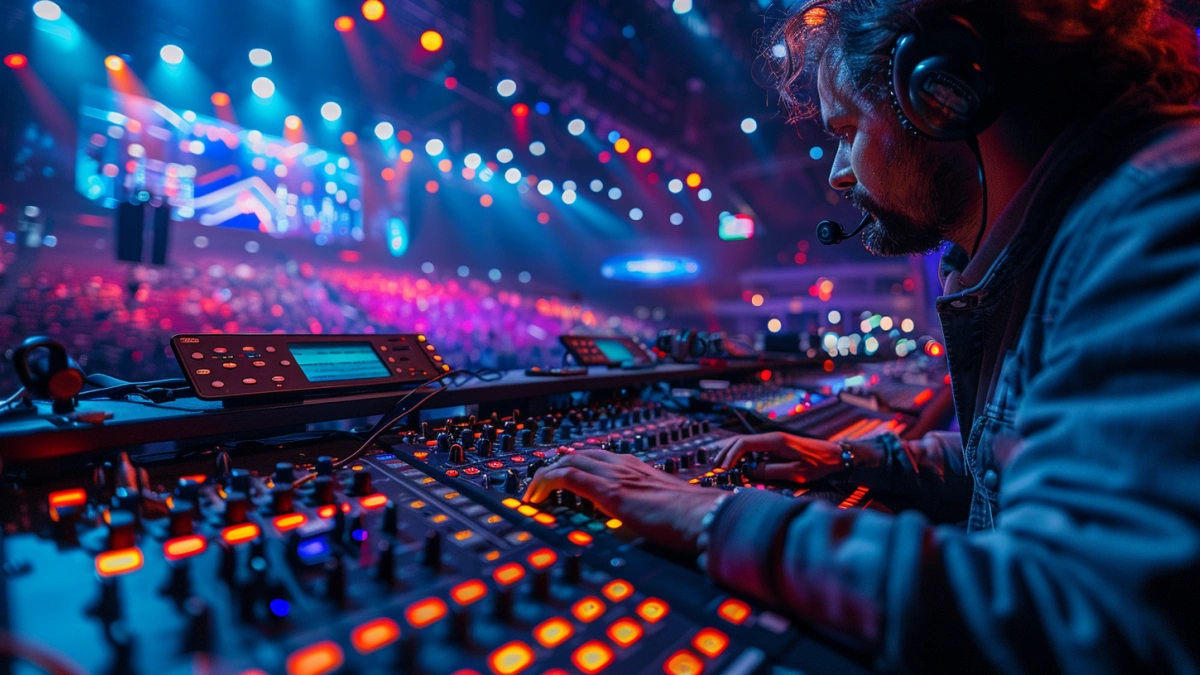 dmx lighting console system controlling stage lighting fixtures