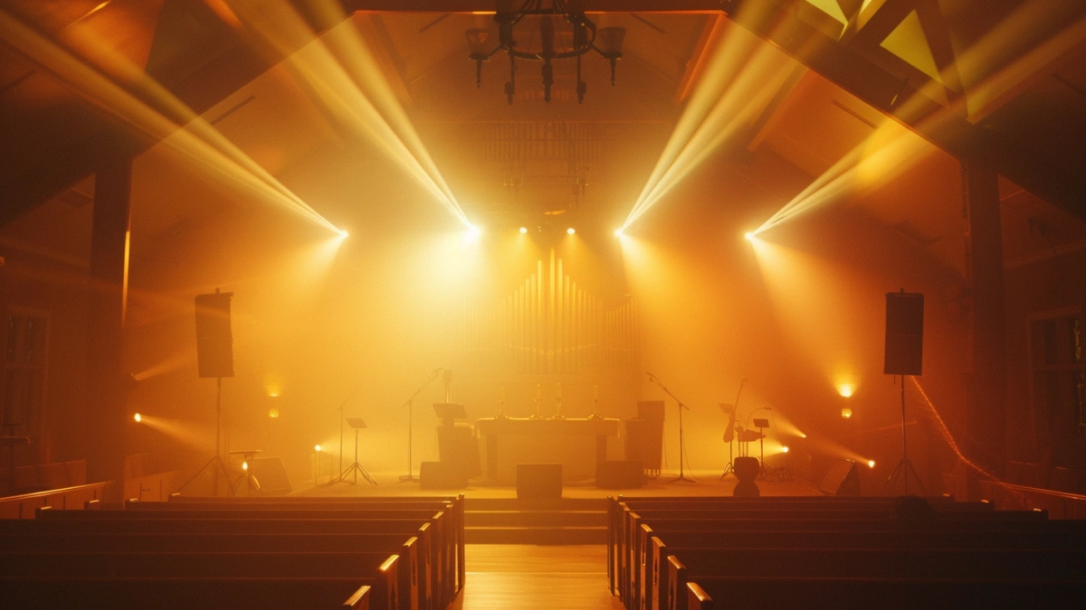 church stage lighting with colorful effects and dynamic lighting for worship atmosphere