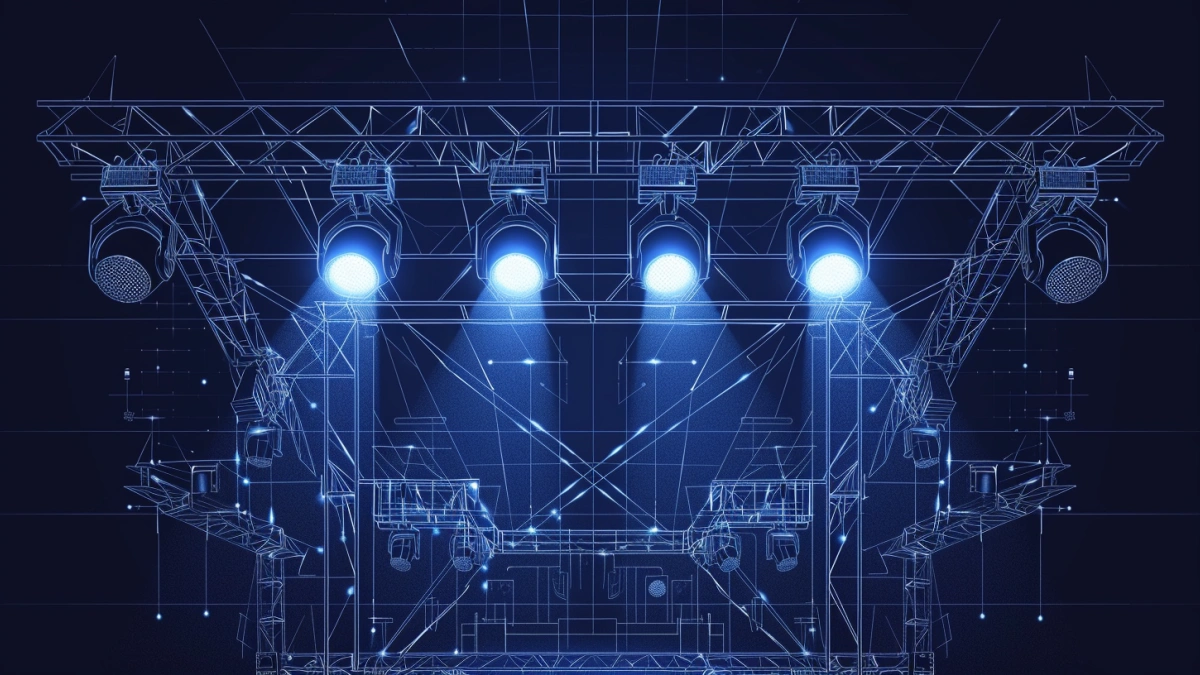 stage lighting fixture positioning layout with beam wash and spot lights arrangement
