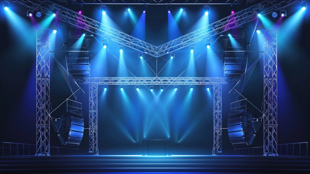 stage lighting planning diagram showing fixture placement and lighting system structure for stage setup
