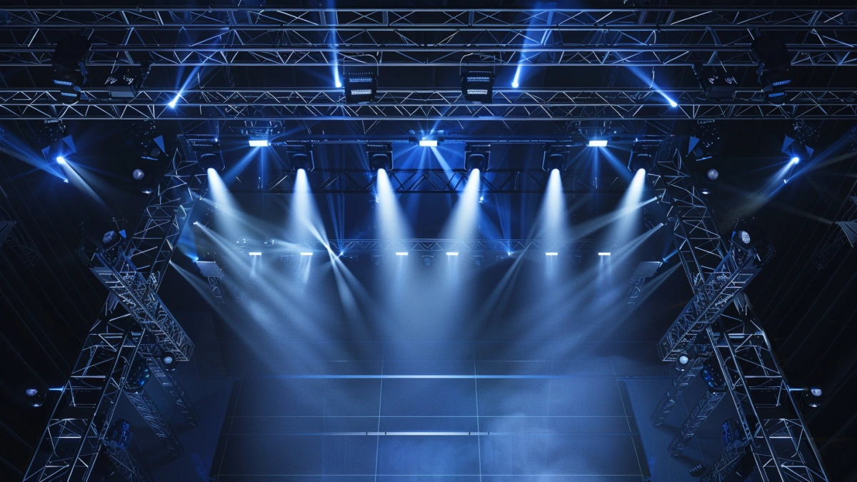 stage lighting zone design with front light back light and side lighting distribution