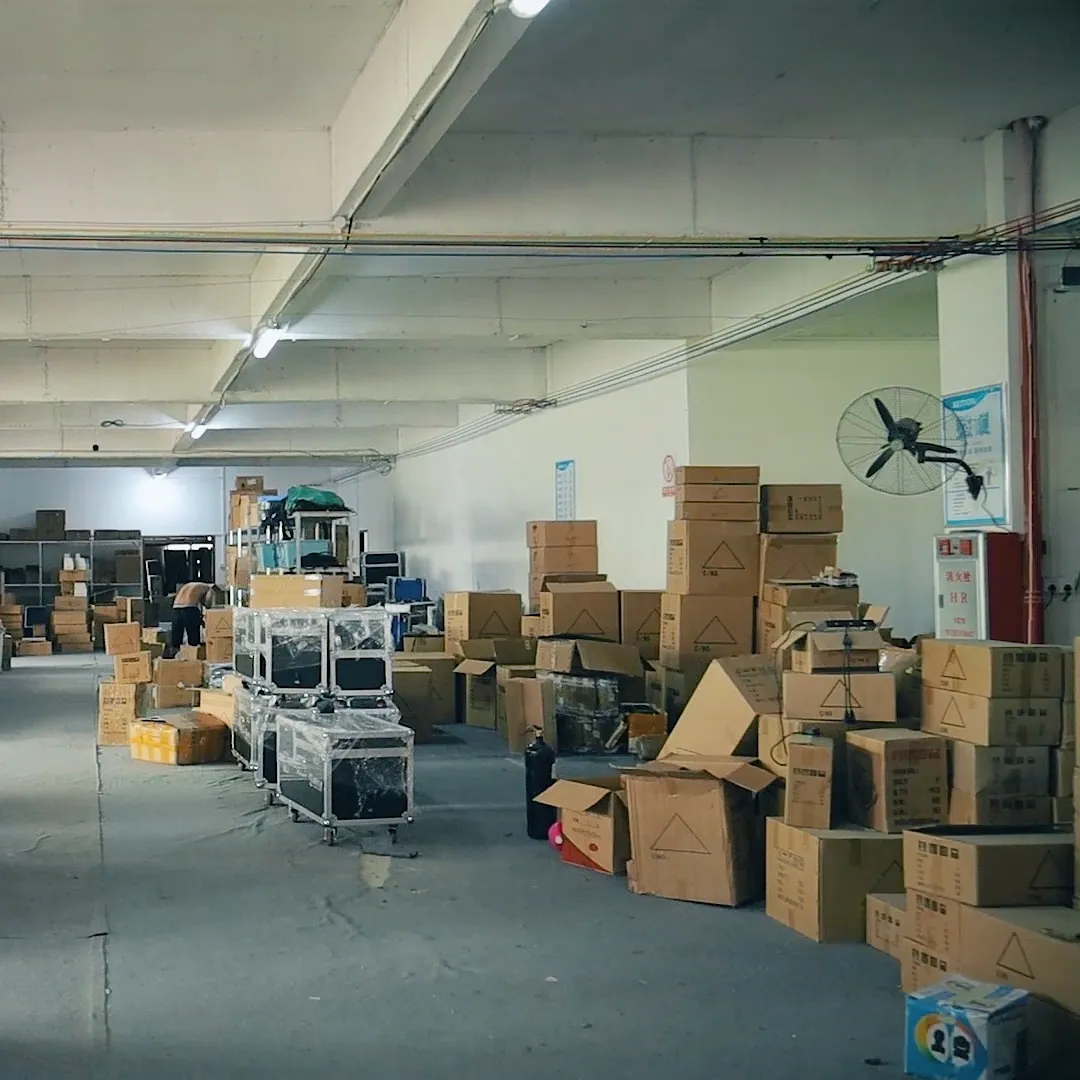 Professional stage lighting warehouse and stock area
